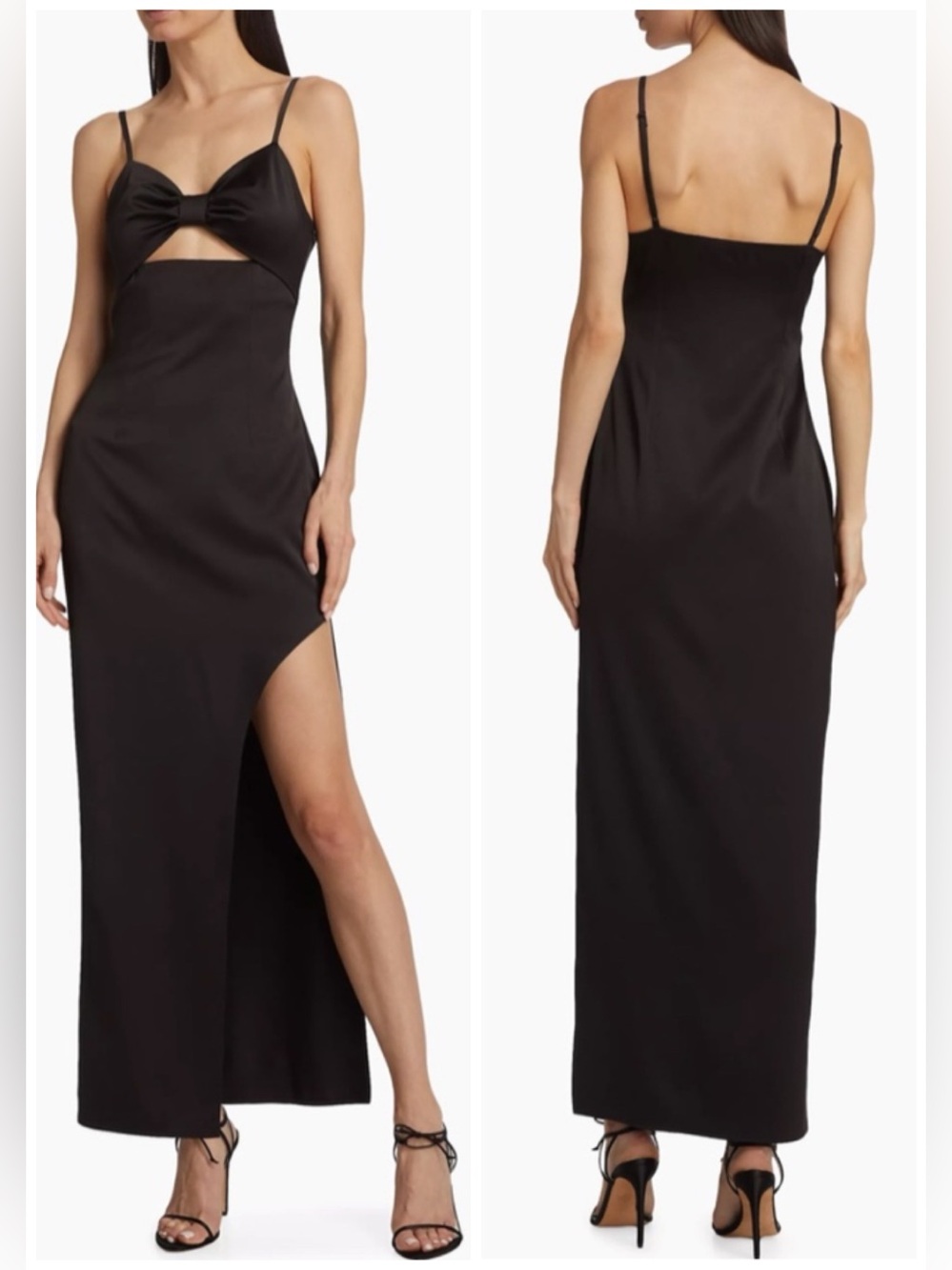 NWT As It May Lupita Dress Keyhole Bow Satin Black Sz XL